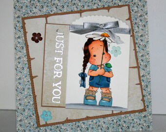Adoable handmade Just For You card featuring Tilda