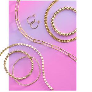 14K Yellow Gold-Filled 4 mm Mirror 7&quot; Chain 14k Rose, Yellow, White Gold Options Available