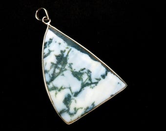 Natural Australian Moss Agate Fancy Cabochon 925 Sterling Silver Pendant Jewelry For Unisex Gift, Birthday Gift, Anniversary Gift 10.00 Gram
