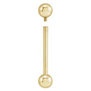 14K Solid Gold 4 mm Straight Internally Threaded Tongue Barbell SOLID tongue, ring, body jewelry piercing, barbell