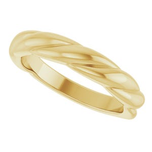 Anello in corda intrecciata gialla 14k. Oro massiccio 14k. Opzioni disponibili: YG, WG, RG.