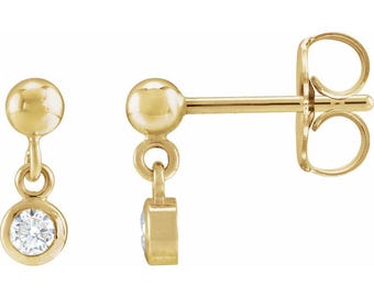 14K Yellow 1/5 CTW Natural Diamond Bezel-Set Earrings 14K Yellow Gold, White Gold, Rose Gold Available Options