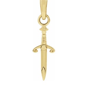 14K Solid Gold DaggerPendant  16.78x4.56 mm white, Yellow, Rose gold knife pendant