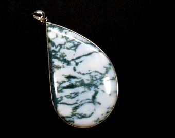Natural Australian Moss Agate Fancy Cabochon 925 Sterling Silver Pendant Jewelry For Unisex Gift, Birthday Gift, Anniversary Gift 12.52 Gram