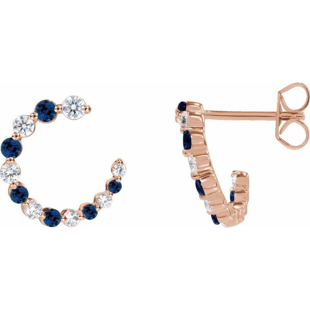 14K イエロー ナチュラル ブルー サファイア & 1/3 CTW ナチュラル