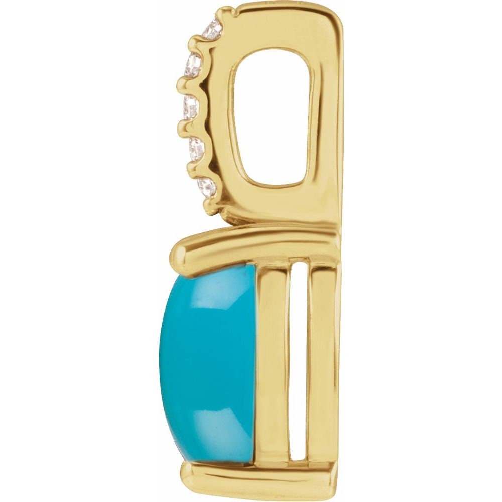6x4 Mm Natural Turquoise & .02 CTW Natural Diamond Pendant