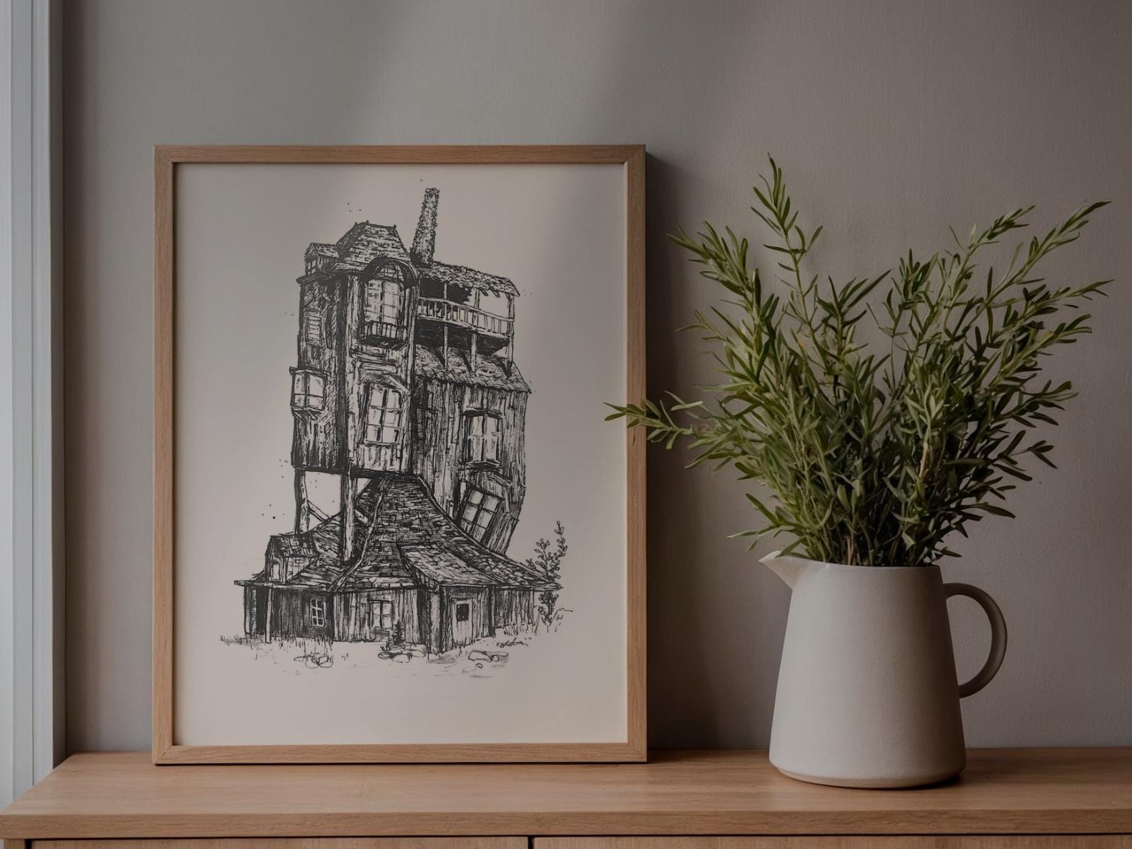 The Burrow Pen and Ink Drawing, Wizarding World Fan Art (A4 PDF) Gift ...