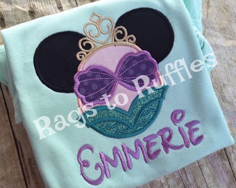Minnie Mouse Inspired Monogrammed Shirt -Mermaid monogrammed Shirt- Personalized Mermaid Shirt