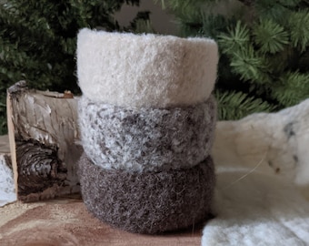 Felted Stacking Bowl Set - Mini-Bowl Set in Winter Forest Colors