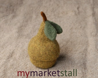 Felted Bosc Pear Jar with Removable Lid