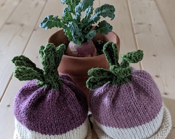 Turnip Hat Veggie Hat Hand knit Photo Prop