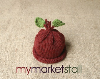 Red Beet Hat - 0 - 3 Months - Adult - Cute Photo Prop or Everyday Use