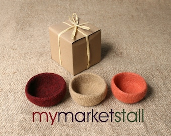 Felted Stacking Bowls in Root Crop Colors