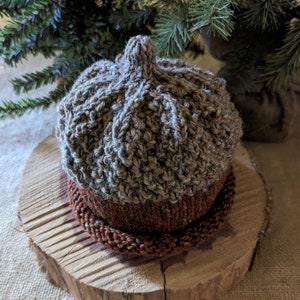 Acorn Hat Irish Tweed  Brown Acorn Babies-Adult Sizes