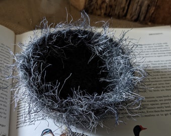 Felted "bird nest" Mini-bowl in Charcoal Gray