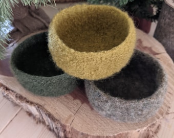 Rustic Woodland Felted Mini-Bowls