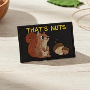 That's Nuts Funny Squirrel Hook and Loop Morale Patch 3x2 inches