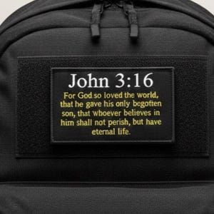 John 3:16 Tactical Morale Patch, Black & Gold, Hook and Loop