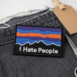 I Hate People Hiking Camping Outdoors Hook And Loop Patch Bags Vest Etc.