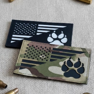 Reflective American Flag Paw Patch: K-9 Military Hook Loop (2X3.5 Inches)