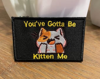 Anime Cat Embroidered Patch: Tactical Morale Hook and Loop