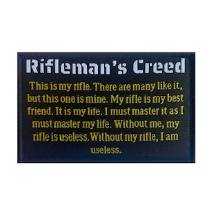 Rifleman&#39;s Creed Tactical Military Morale Patch 3 x 2 inches Hook and Loop