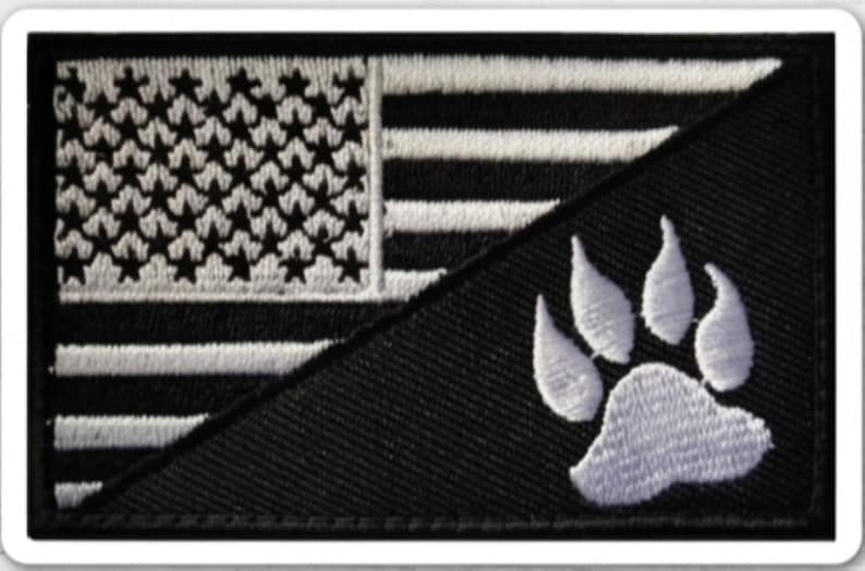 US Flag Paw Print Tactical Patch Embroidered K9 Morale Patch for Vests ...