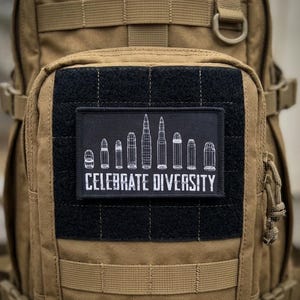 Celebrate Diversity Morale Patch - Tactical Bullet Caliber Embroidered Hook and Loop Badge for Backpacks, Jackets, Gear