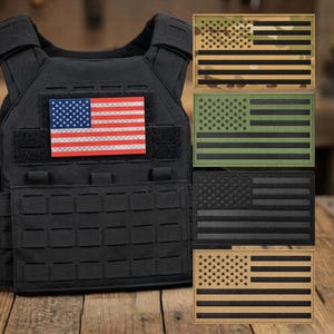 IR Reflective American Flag Patch 3x5 inch: in Tactical Camouflage, Black, Green, and Tan