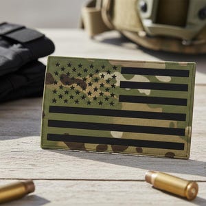IR Reflective American Flag Patch 3x5 inch: in Tactical Camouflage, Black, Green, and Tan