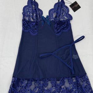 Sexy Spitze Bogen Detail Spaghetti Strap Dessous Kleid mit passenden String, Babydoll Dessous