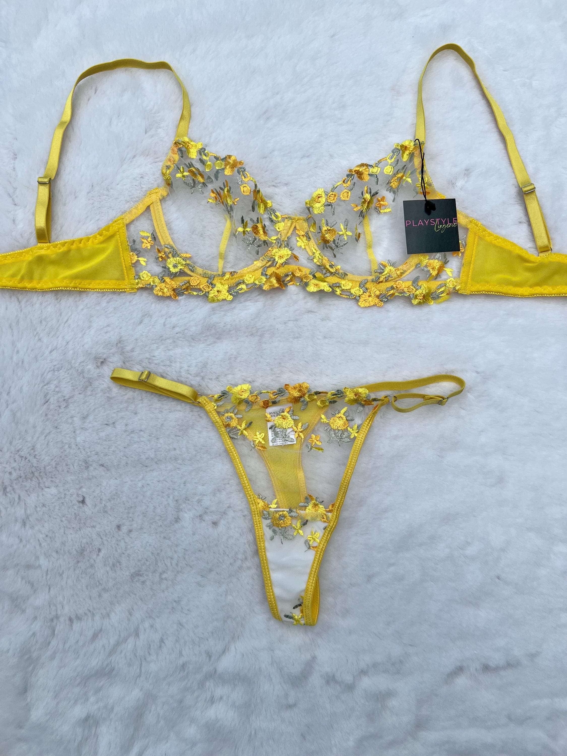 yellow lingerie sexy Premium New Freesia Yellow Lingerie Set main image 1