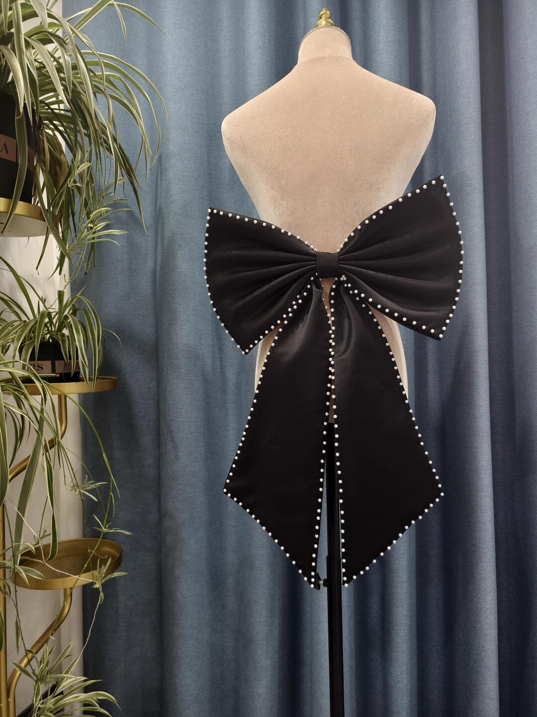 Pear Bow Black Bow Pearls Bow,custom Colors Satin Bow,over Size Large Bow, Bows ...