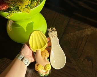 vintage 1970s ceramic spoon rest