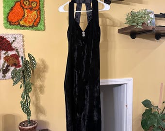 vintage jessica mcclintock gunne sax schwarzem samt bodenlanges kleid, größe 7/8