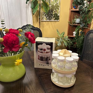 vintage copco 20 bottle spice carousel with original box