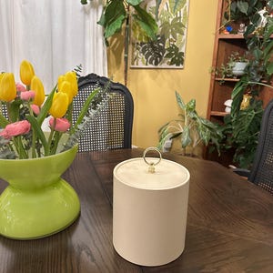 vintage midcentury modern beige vinyl ice bucket