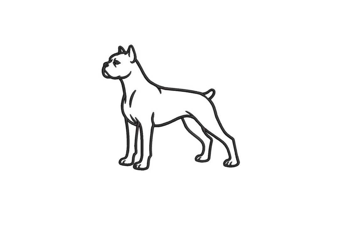 Applique Boxer Dog Outline Machine Embroidery File Download | 8 Sizes ...