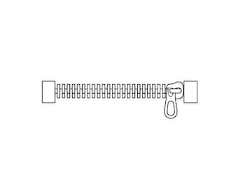 Design de bordado com zíper: arquivo para bordado à máquina (5 tamanhos, vários formatos)