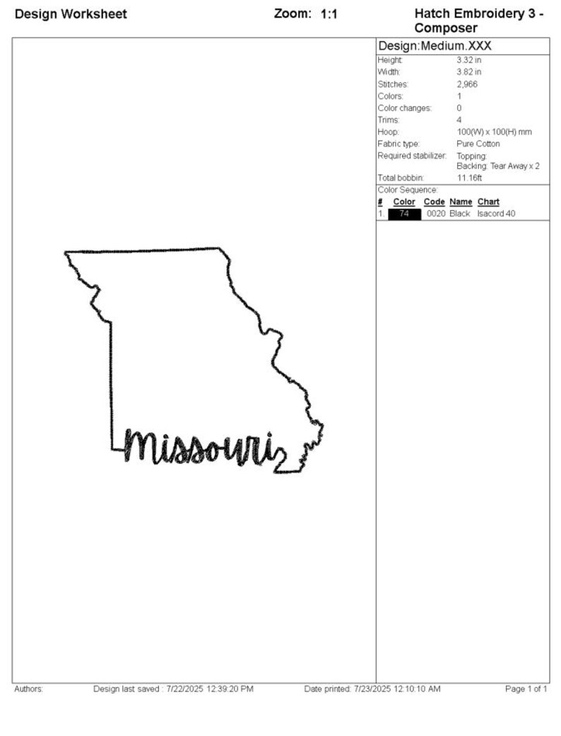 State Name | Missouri Outline| Machine Embroidery File Download ...