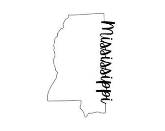 State Name | Mississippi Outline| Machine Embroidery Design Download | Script Font