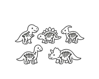 Dinosaur Set Outline | Machine Embroidery File Download | 5 sizes each