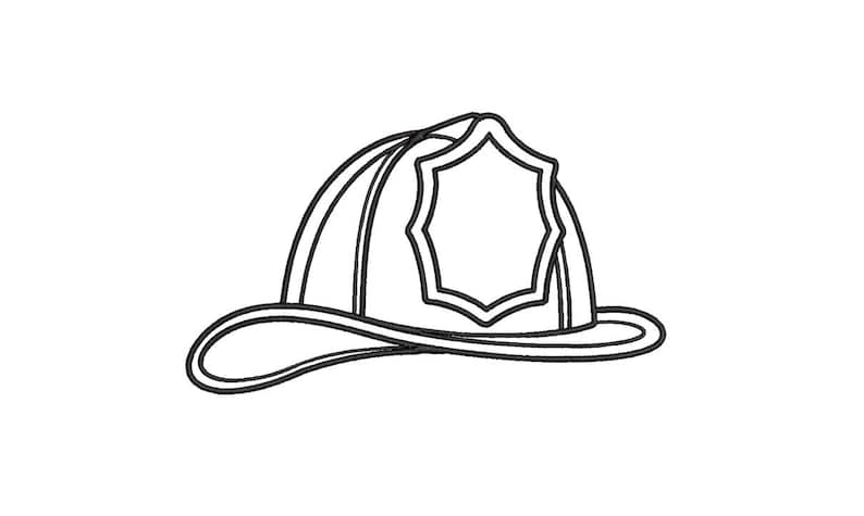 Firefighter Hat Outline Machine Embroidery File Download | 8 Sizes ...