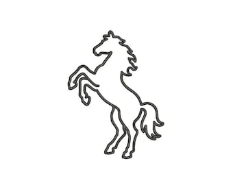 APPLIQUE Rearing Horse Outline Machine Embroidery Design | 15 Sizes