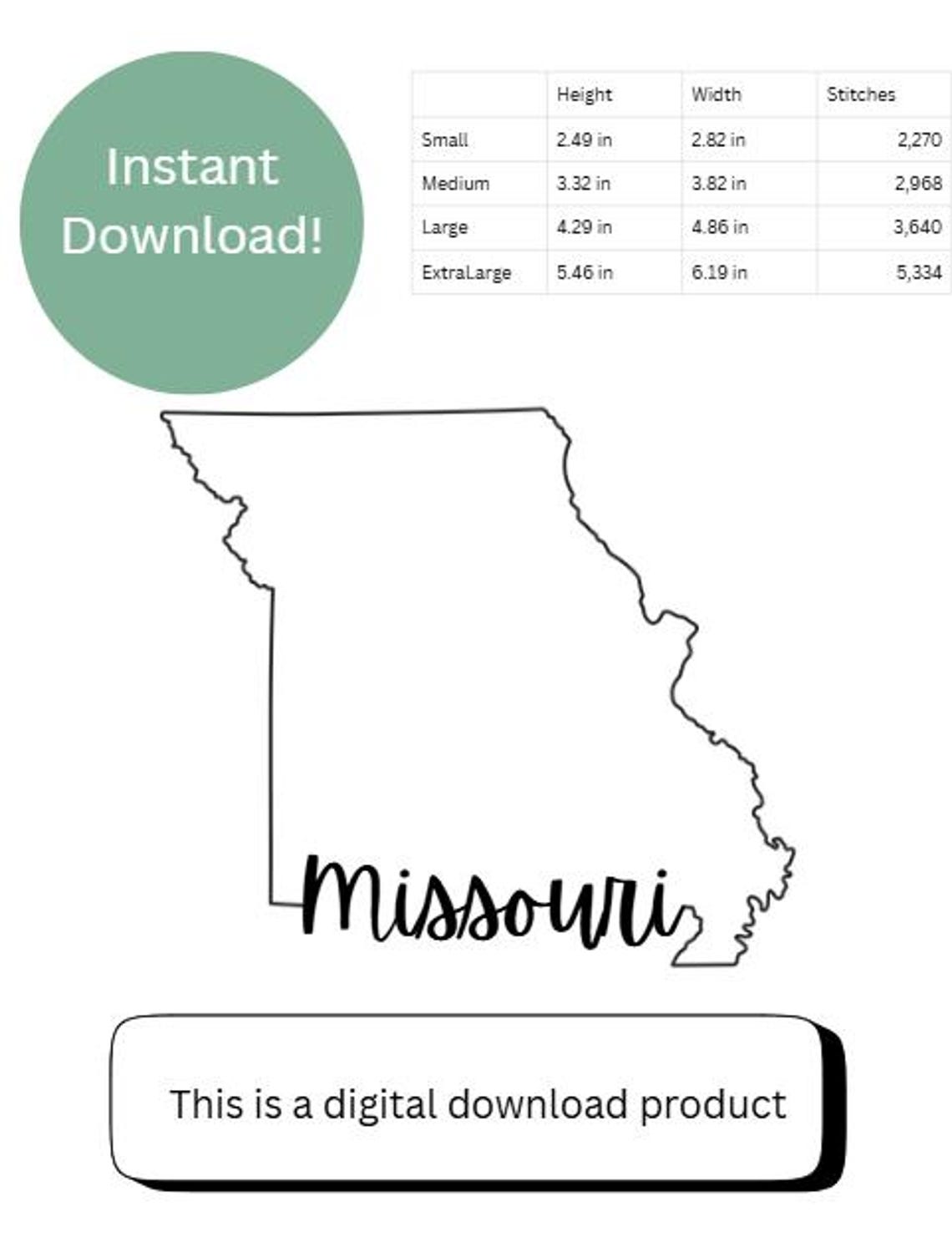 State Name | Missouri Outline| Machine Embroidery File Download ...