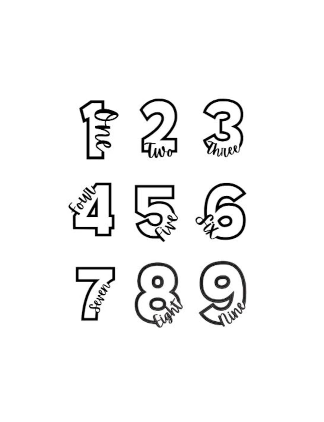 Goopy Numbers Outlines Number Outlines | 1 - 9 | Numbers Birthday Embroidery Design | Machine ...