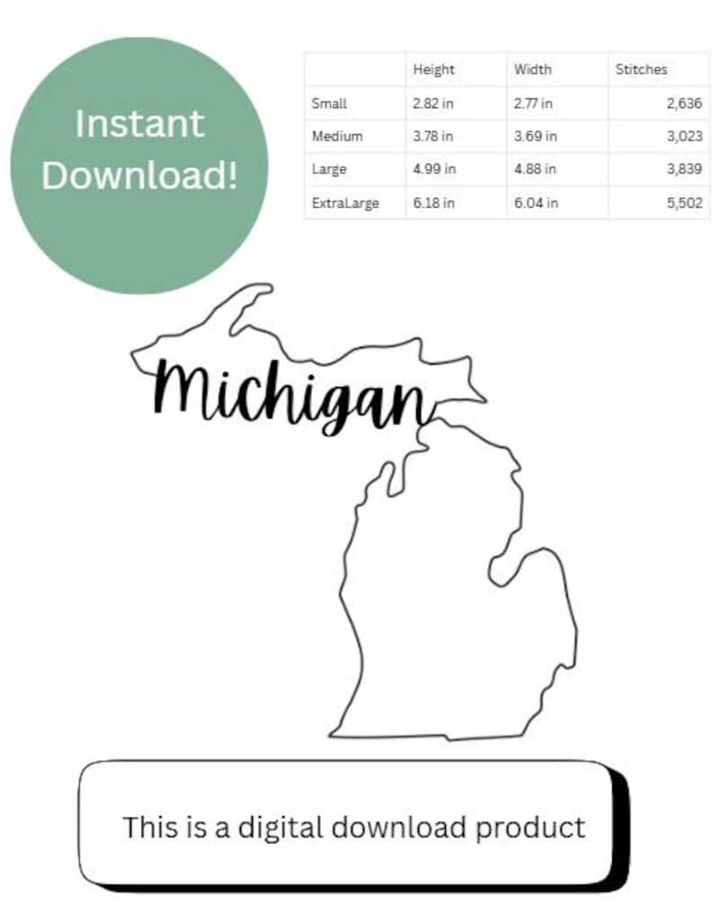 Michigan Pdf Frame State Name | Michigan Outline| Machine Embroidery File Download ...