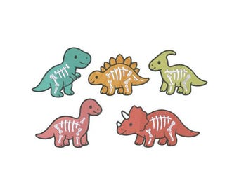Dinosaur Embroidery Set | Machine Embroidery File Download | 5 sizes each