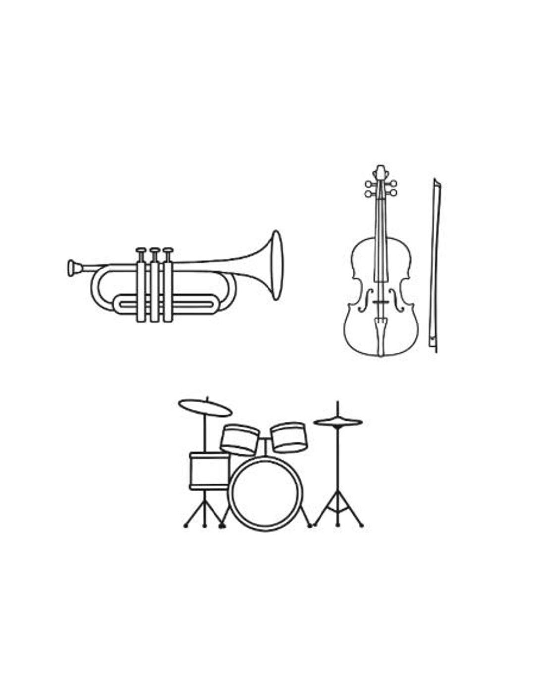 Musical Instrument Outline Bundle, Machine Embroidery Design (digital ...