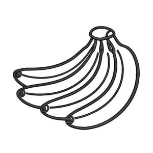 Diseño de bordado a máquina de aplique con contorno de racimo de plátanos / 9 tamaños